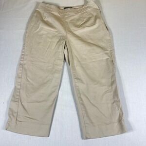 Sonoma Jean Company Womens Khaki Tan Stretch Twill Capri Pants Side Zip Size 6